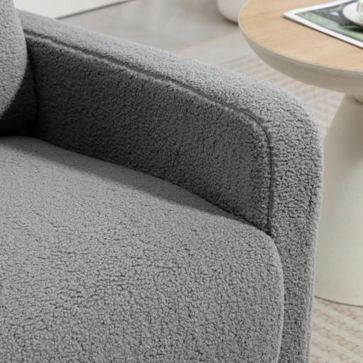 Sillón Relax Reclinable Manual hasta 135º con Reposabrazos Reposapiés Acolchado Grueso y Función de Balanceo 360° Gris [7]