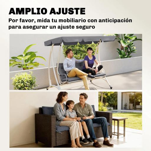 Cojín para Banco de Jardín con Respaldo, 150x98x8 cm, Colchón de Banco de 3 Plazas para Interior y Exterior con Relleno Grueso y Cintas de Sujeción, para Columpio, Terraza, Balcón Gris Oscuro [4]