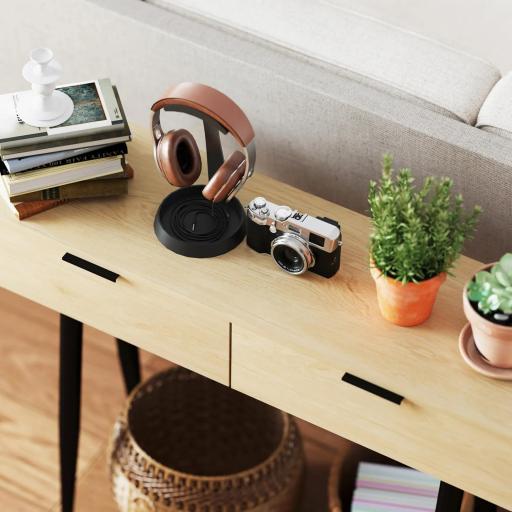 Mueble para Recibidor con 2 Cajones y Patas de Acero para Recibidor Entrada Pasillo 100x30x80,5 cm Roble [6]