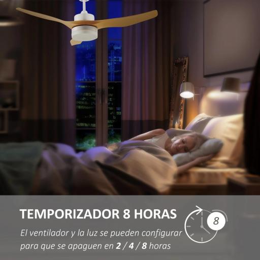 Ventilador de Techo Motor DC 20,5W Diámetro 132 cm Mando a Distancia Luz LED Ajustable de 3 Niveles 3 Aspas Reversibles [7]