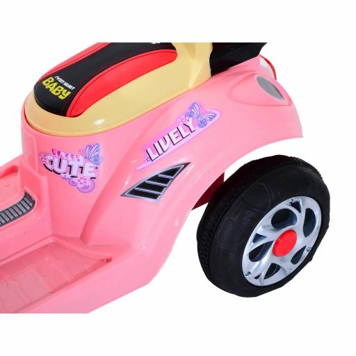 Coche Triciclo Moto Eléctrica Infantil Correpasillos a Batería Niños +3 años 6V Metal + PP 108x51x75cm Rosa [9]