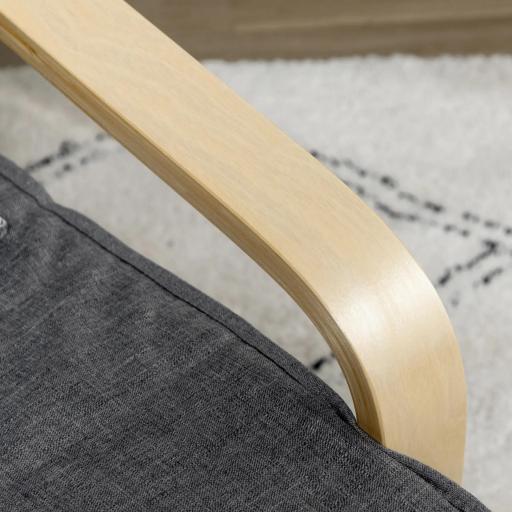 Sillón de Salón con Reposapiés Ajustable Silla Relax Butaca Tapizado en Tela para Oficina Dormitorio 66,5x94x100 cm Gris [4]