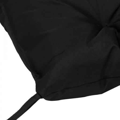 Cojín para Banco con Respaldo 100x98x8 cm de 2 Plazas con Cordones de Fijación para Jardín Terraza Balcón Exterior Negro [6]