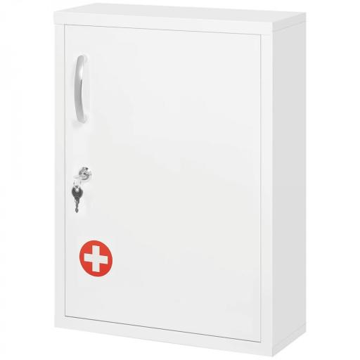 Botiquín para Medicinas de 3 Niveles Armario de Botiquín con Cerradura y 2 Llaves para Cocina Baño 40x15x53,5 cm Blanco [8]
