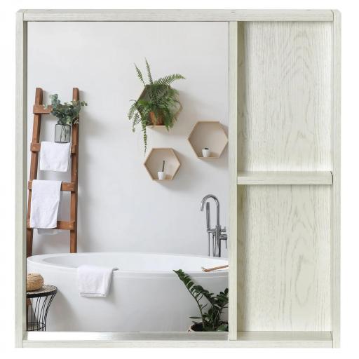 Armario con Espejo para Baño con Estantes Mueble para Baño Estilo Moderno 63x15x65 cm Blanco [3]