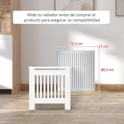 Cubre Radiador de MDF Diseño Moderno Estante para Radiador Vertical para Sala de Estar Dormitorio 78x19x81 cm Blanco [5]
