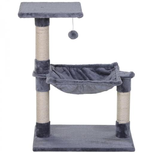 Árbol Rascador para Gatos Torre para Gatos 50x36x70 cm Centro de Actividad con Hamaca Plataforma Postes de Sisal Gris [8]