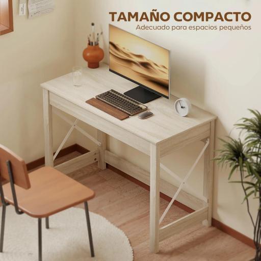 Escritorio Moderno Mesa Escritorio Mesa de Ordenador Fácil de Montar para Oficina Estudio 105x50x76 cm Natural [5]