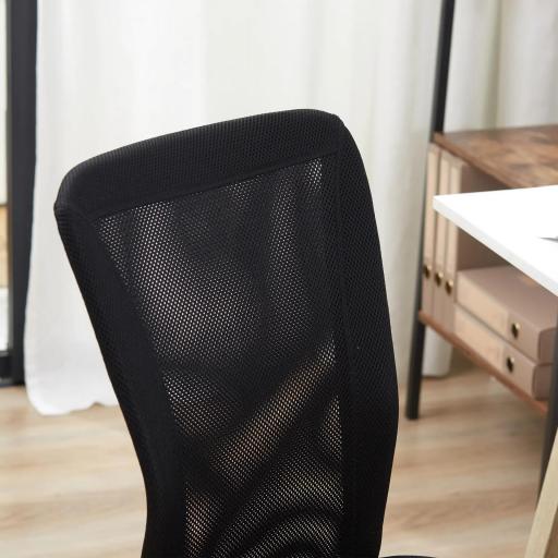 Silla de Escritorio Giratoria sin Brazos Silla de Malla con Altura Ajustable Carga 100 kg 43x58x90-100 cm Negro [6]