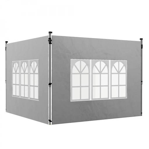 Paredes Laterales para Carpa de 3 x 3 / 3 x 4 m 2 Paneles de Tela Oxford de 295x195 cm con Ventana para Fiestas Gris [9]