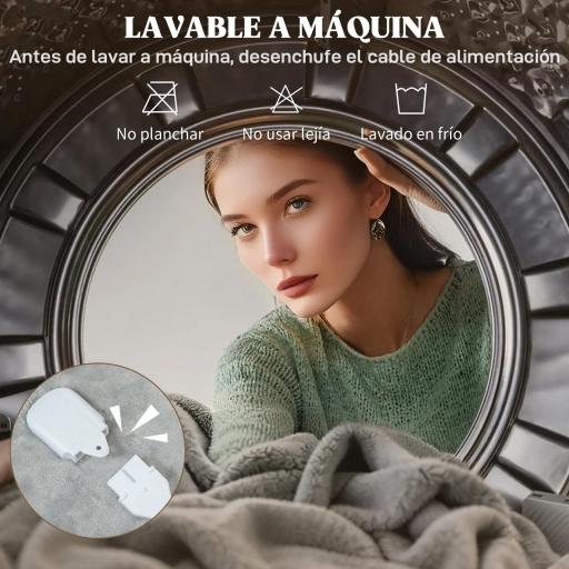 Manta Eléctrica 180x130 cm 10 Niveles de Temperatura Temporizador Lavar a Máquina, Pantalla LED Gris [7]