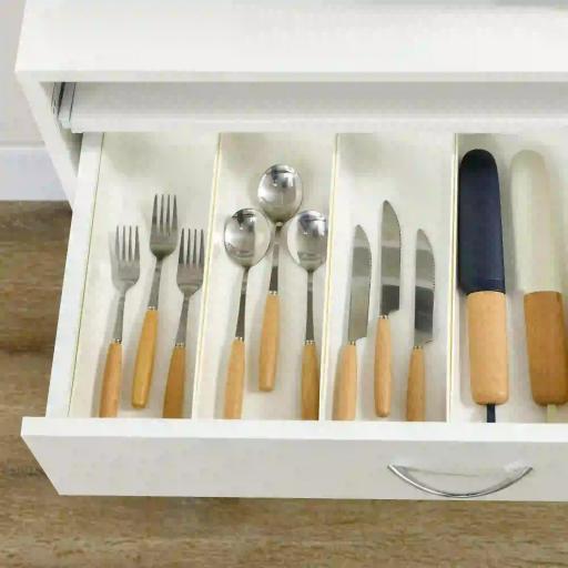 Alacena de Cocina Aparador de Comedor con 4 Puertas Bandeja Extraíble Estante Ajustable Cajón 70x40x180 cm Blanco [7]