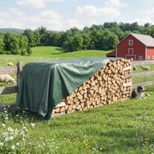 Lona Impermeable Exterior 4x6 m Toldo PE 90 g/m² Protección UV con Ojales Reforzados para Leña Muebles de Jardín Verde [6]