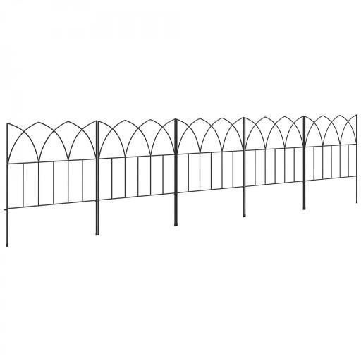 Set de 5 Vallas Decorativas para Jardín de Metal 205x45,5 cm Combinación Libre Barrera para Animales Negro [9]