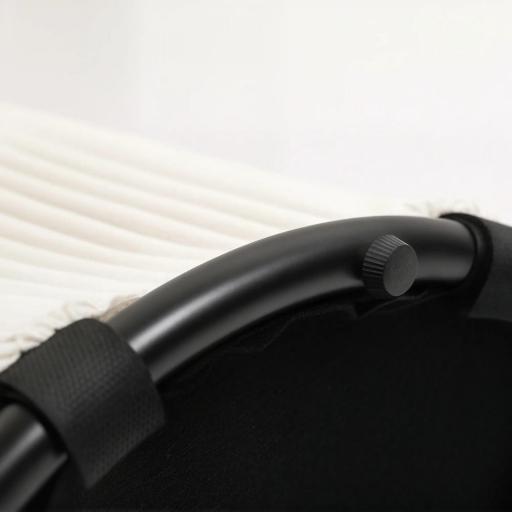  Puff con Almacenaje Redondo Tapizado en Pana con Estructura de Acero Estable y Acolchado Suave Ø40x41 cm Beige [6]