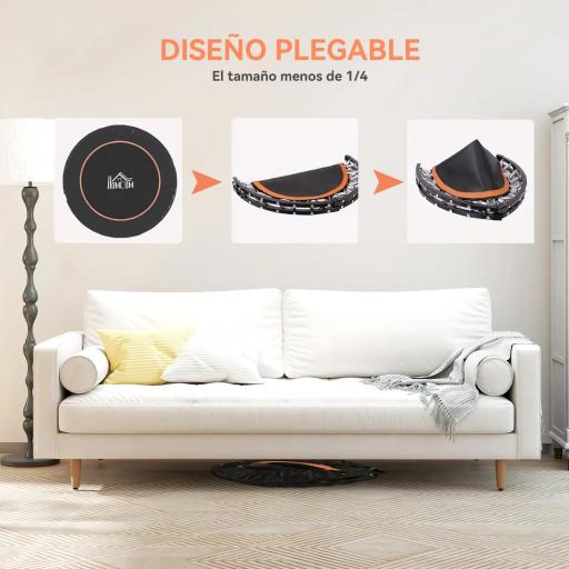 Cama Elástica Plegable Ø114 cm con Mango Ajustable Marco de Acero para Entrenamiento Piernas Cuerpo Naranja y Negro [2]