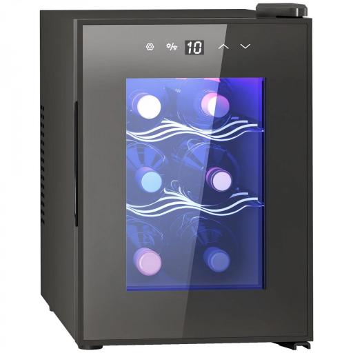 Nevera Vinos 6 Botellas 17L con Luz LED Interior Pantalla Táctil y Temperatura Regulable Negro [9]