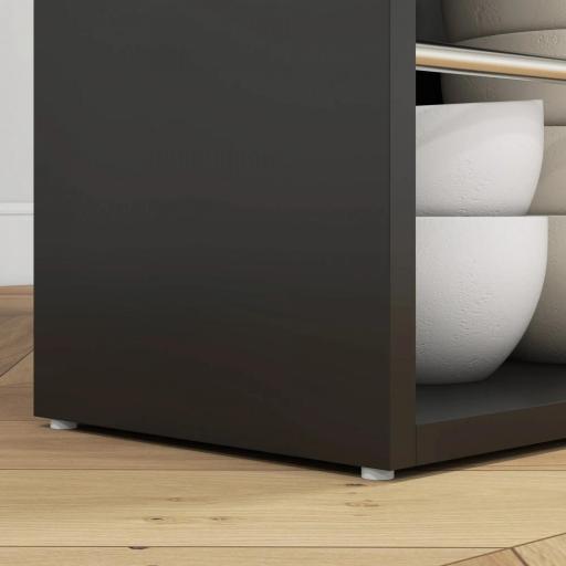 Mesa Alta de Bar Mesa de Cocina con 3 Estantes Marco de Madera Estilo Moderno 112x57x106 cm Negro y Natural [3]