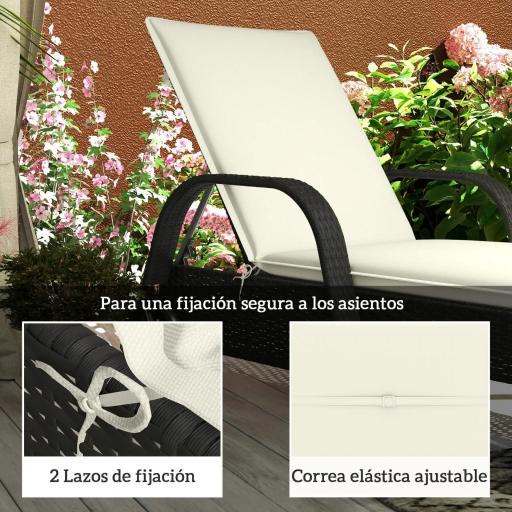  2 Cojines para Tumbonas de Jardín con Protección UV Resistentes a Salpicaduras 193x58x6 cm Crema [4]