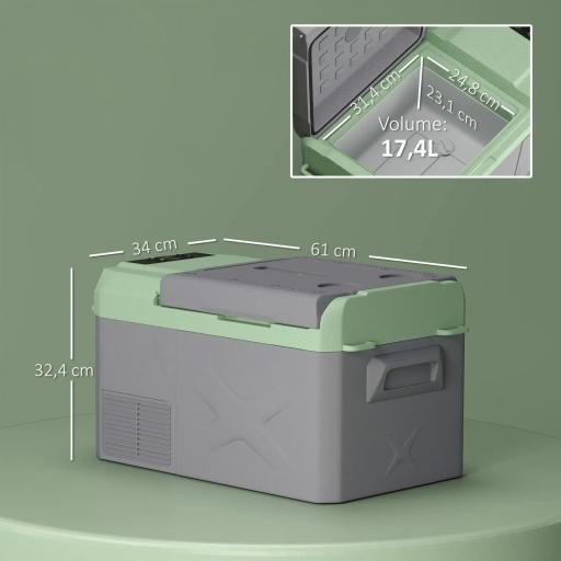 Nevera Portátil Eléctrica 17,4L Refrigerador de Coche 12V-220V -20℃ a +20 ℃ con Pantalla Luz LED 61x34x32,4 cm Gris [4]