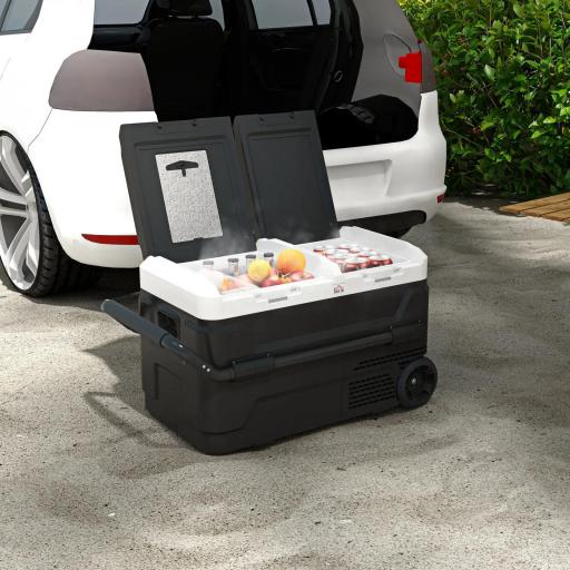 Nevera Portátil 40L con Doble Zona Refrigerador de Coche -20℃-20℃ 12/24V DC y 100-240V AC 80x47,5x46,6cm Negro