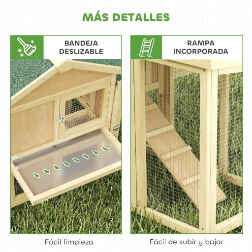 Gallinero para Exterior Grande de Madera 204x85x93 cm con Caja de Anidación Corral Bandeja Extraíble y Percha Natural [5]