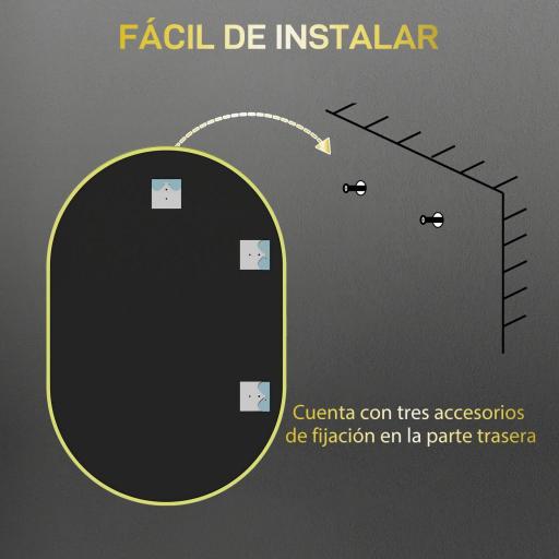 Espejo de Baño Ovalado 60x90 cm Espejo Decorativo de Pared con Marco de Aluminio para Salón Horizontal o Vertical Dorado [4]