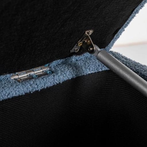 Banco de Pie de Cama Baúl de Almacenaje para Dormitorio con Tapa Abatible y Patas de Madera 95x38x45 cm Azul [7]