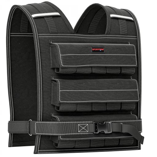 Chaleco de Lastre Ajustable 15 kg con 15 Paquetes de Peso Banda Reflectante para Entrenamiento Fuerza Jogging Negro [9]