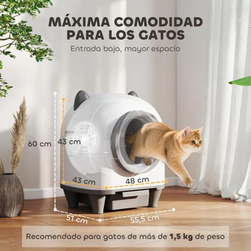Arenero Gatos Autolimpiable 80L Eliminación de Olores Control de APP Protección de Seguridad 1 Rollo de Bolsas de Basura [7]