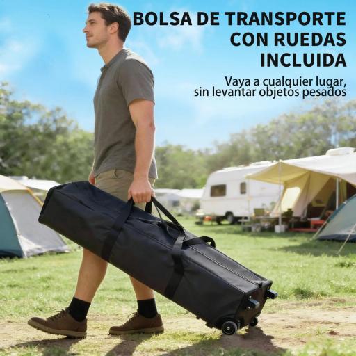 Carpa Plegable Pop-up 4x4 m con Bloqueo Central UPF50+ Altura Ajustable Bolsas de Arena y Bolsa con Ruedas Beige y Café [6]