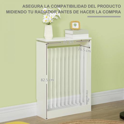 Cubierta de Radiador Cubre Radiador Moderno Pintado de MDF con Estante Superior para Salón Dormitorio 60x18x84 cm Blanco [3]