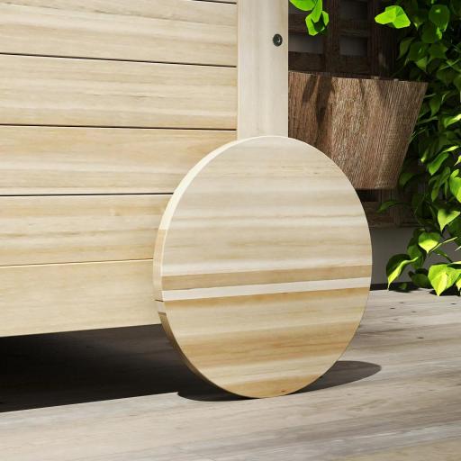 Baúl de Madera Exterior de 185L con 2 Ruedas Cuerdas de lino Bisagras Metálicas y Forro Interno 110x50x50 cm Natural [7]