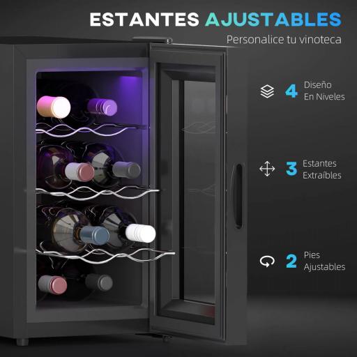 Vinoteca 8 Botellas con Doble Refrigeración Termoeléctrica Temperatura Ajustable 8-18℃ Puerta de Vidrio Negro [4]