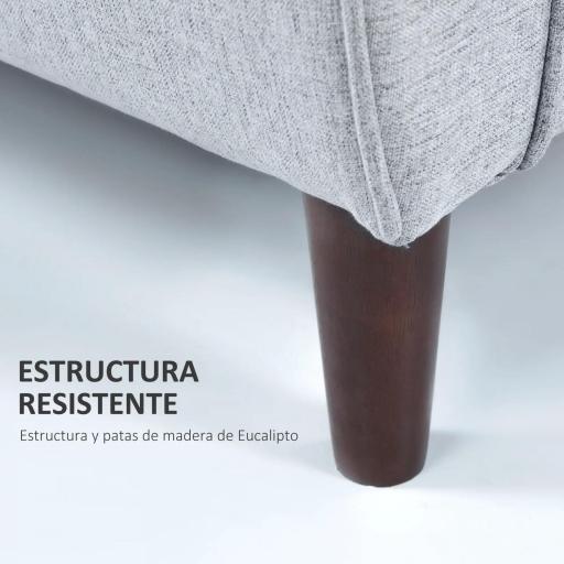 Sofá de 2 Plazas con Cojines y Asiento Acolchado Funda de Almohada Lavable 140x78x83 cm Gris Claro [4]