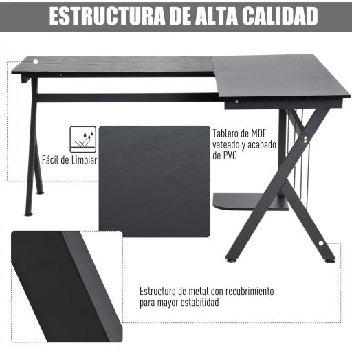 Mesa de Ordenador PC de Tabla de Madera Mesa Esquinera de Angulo para Oficina Dormitorio Hogar Escuela [2]