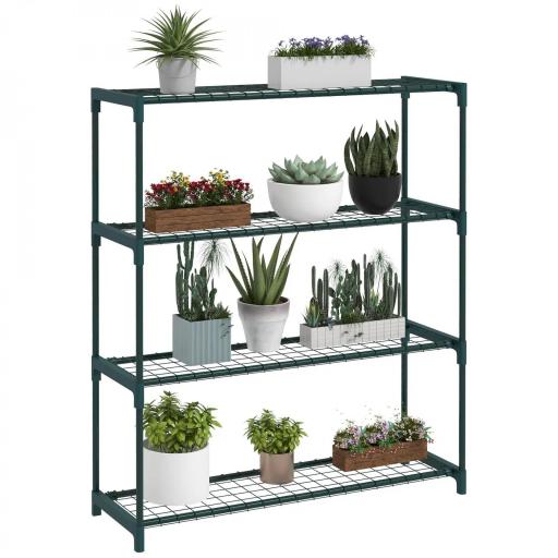 Soporte para Macetas de 4 Niveles con Estructura de Acero para Jardín Patio 89x28x107 cm Verde Oscuro [8]