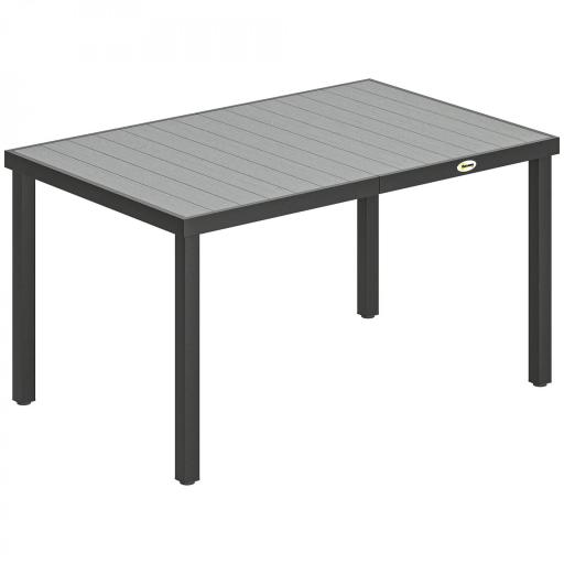 Mesa de Comedor de Jardín para 6 Personas con Superficie de Listones Estructura de Acero 140x90x74 cm Gris [7]