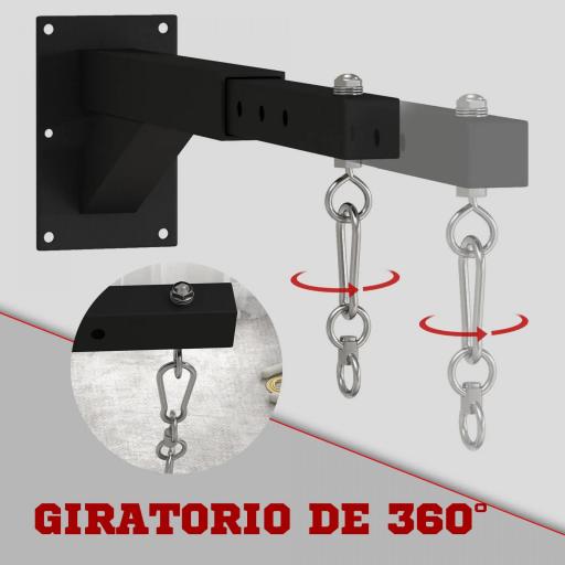 Soporte Saco Boxeo de Pared con Distancia Ajustable Gancho Giratorio Cadenas 45-65 cm Negro [4]