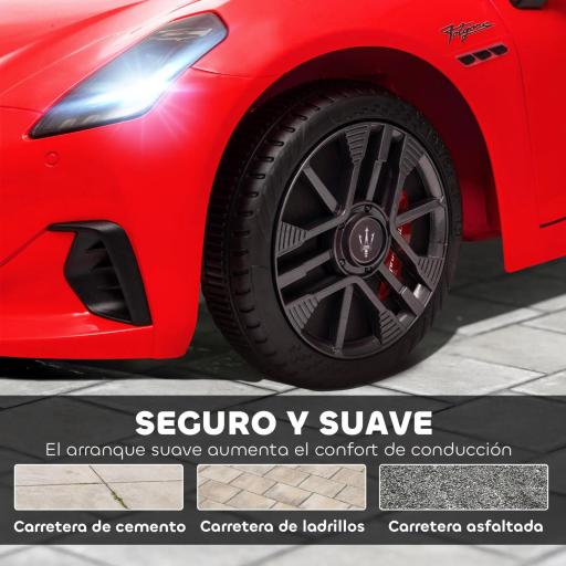 Coche Eléctrico Infantil Maserati Gran Turismo Folgore con Batería 12V Mando a Distancia Faros Bocina y Música MP3 Rojo [6]