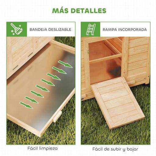 Gallinero de Madera para Exterior con 2 Nidos Bandeja Extraíble Perchas Techo Impermeable 150x100x96,5 cm Amarillo [1]