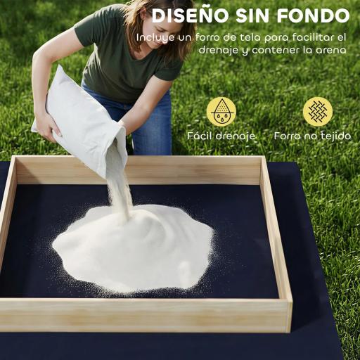 Arenero para Niños de Madera con Excavadora Arenero Infantil con Asiento Giratorio 360° y Forro 184x90x56 cm Natural [4]