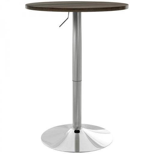 Mesa Alta Cocina Mesa Alta Bar Redonda para 2 Personas Altura Ajustable Tablero Giratorio 360° 60x60x91 cm Nogal [8]