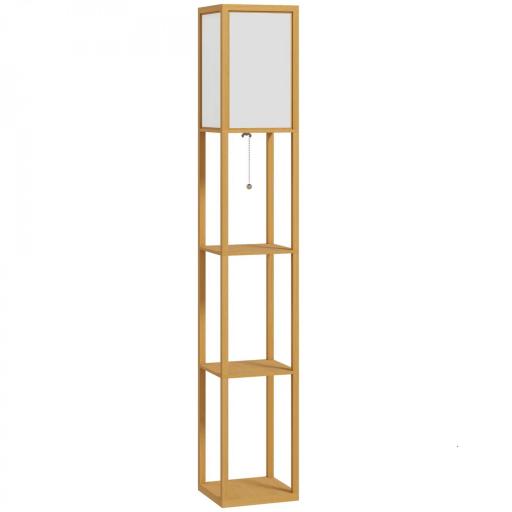 Lámpara de Pie con Estantes de Almacenaje Bombilla E27 para Salón Dormitorio Oficina Natural [9]