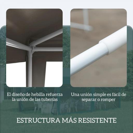 Carpa Desmontable de Jardín 3x3 m Gazebo Cenador para Exteriores con 4 Orificios de Drenaje y Tubo de Acero Gris [2]