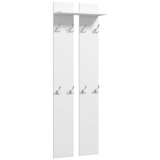 Perchero para Recibidor de Pared con 8 Ganchos y Estante para Entrada Pasillo 55x21,3x170 cm Blanco [8]