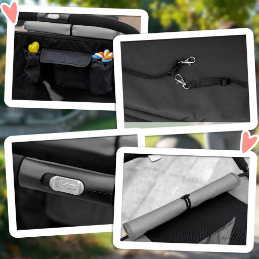 Cochecito Plegable para Perros Carrito de Mascotas con Ventanas de Malla Correas de Seguridad 112x65x100 cm Gris y Negro [1]