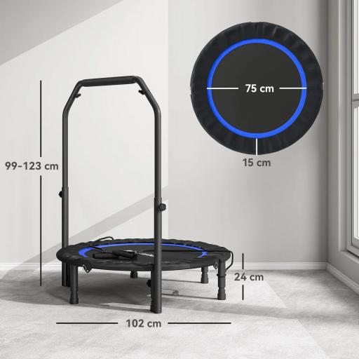 Cama Elástica Plegable Ø102 cm con Mango Ajustable Marco de Acero para Entrenamiento Piernas Cuerpo Azul y Negro [1]