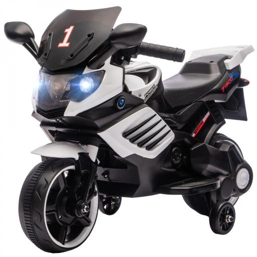 Moto Eléctrica para Niños 6V con Ruedas de Apoyo Música Faro para Niños de 18-36 Mesas Blanco [8]