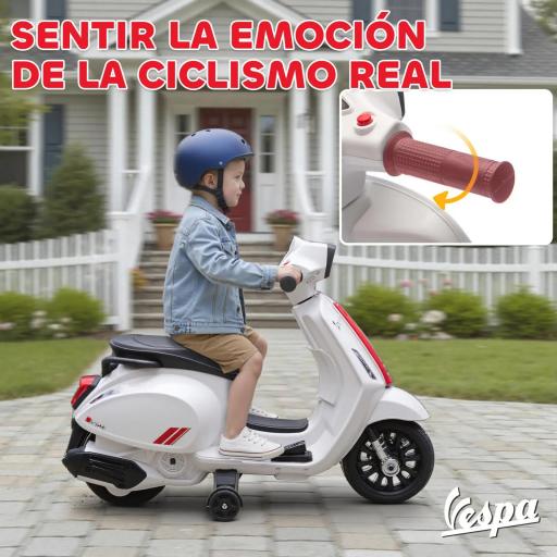 Moto Eléctrica para Niños de 2-6 Años con Batería 6V Faro Bocina y Ruedas Auxiliares Blanco [7]